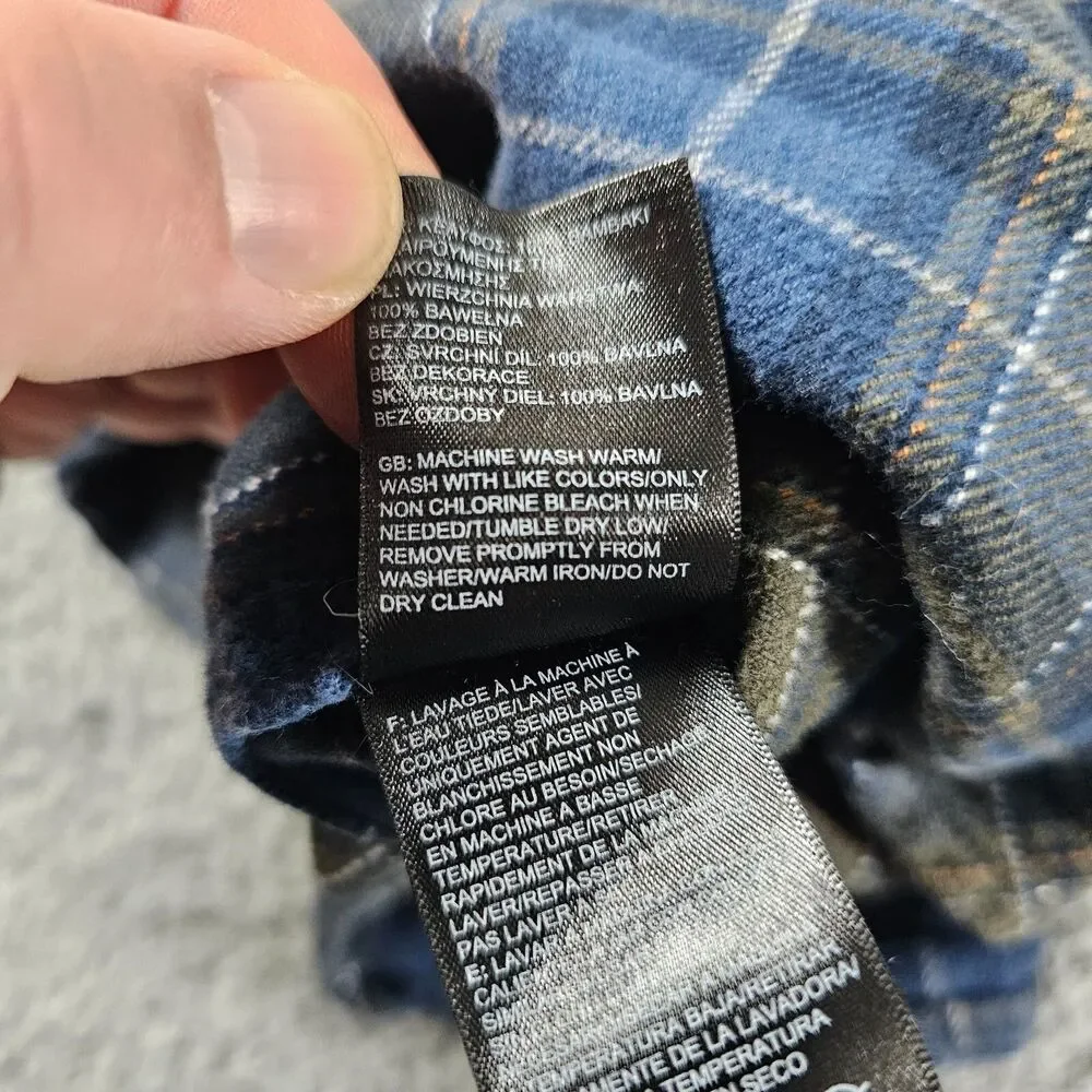 North Face Shirt Mens Medium Blue Flannel Tartan Shacket Camp Hike Gorp Heavy